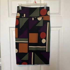 LuLaRoe Green and Orange Midi Pencil Skirt for Work